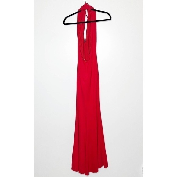 NWT Lovers + Friends Rosa Cocktail Dress Halter Keyhole Gown Cut Out Red Size L - Picture 3 of 9